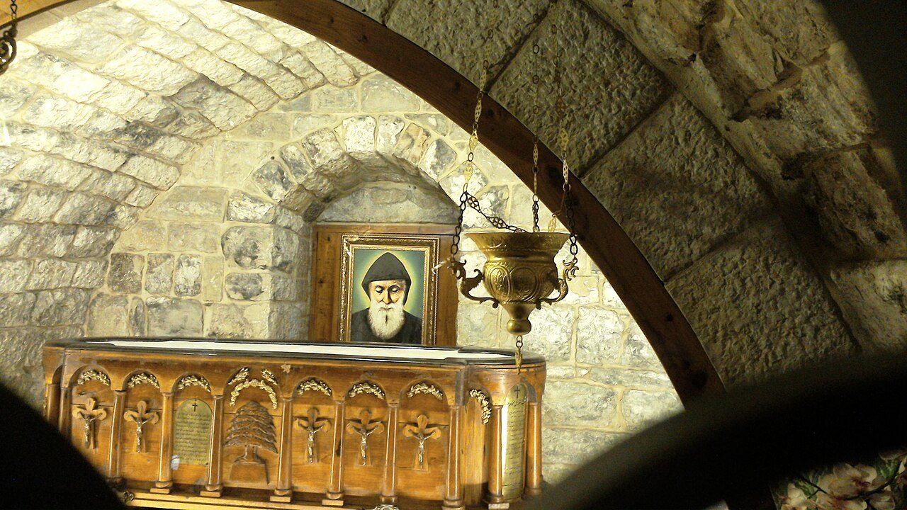 The tomb of St. Charbel, where pilgrims come to pray.
